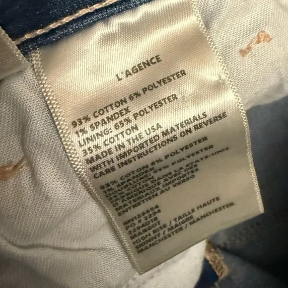 L’AGENCE High Rise Skinny Jeans Blue Women’s Size 28 Stretch Denim - Picture 6 of 6